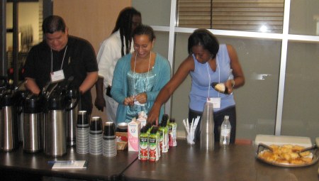 Participants enjoying breakfast.
