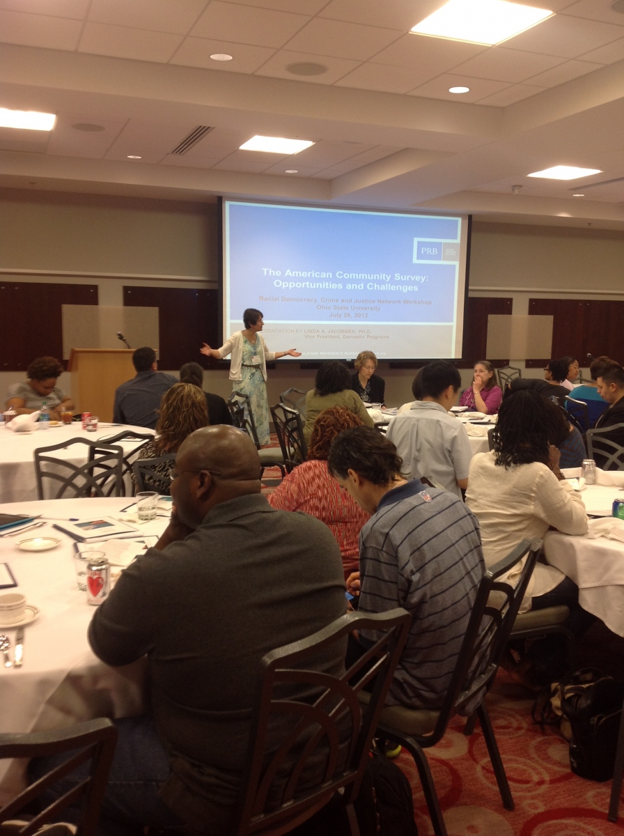 Laurie Krivo giving information on the American Community Survey