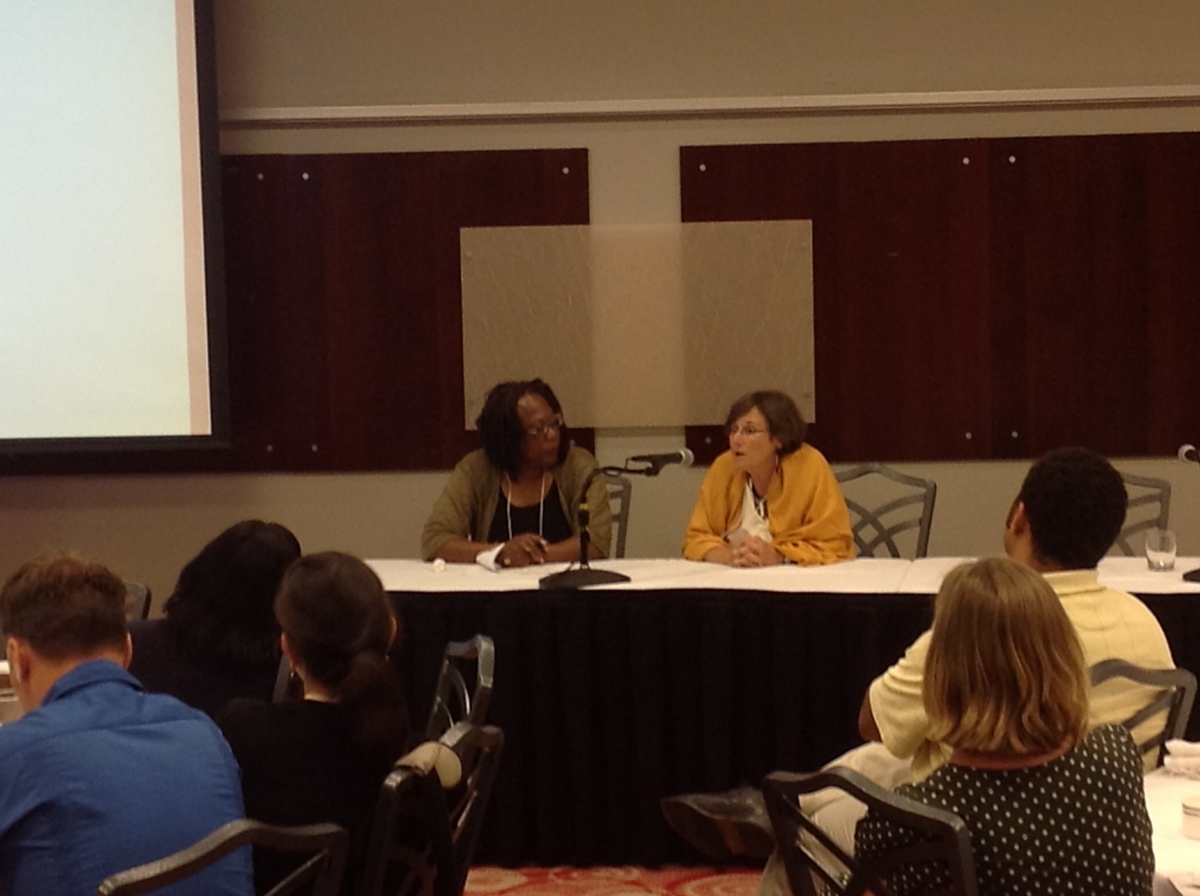 Pat White and Marjorie Zatz during the NSF panel