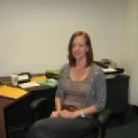 Andrea Leverentz sitting in office
